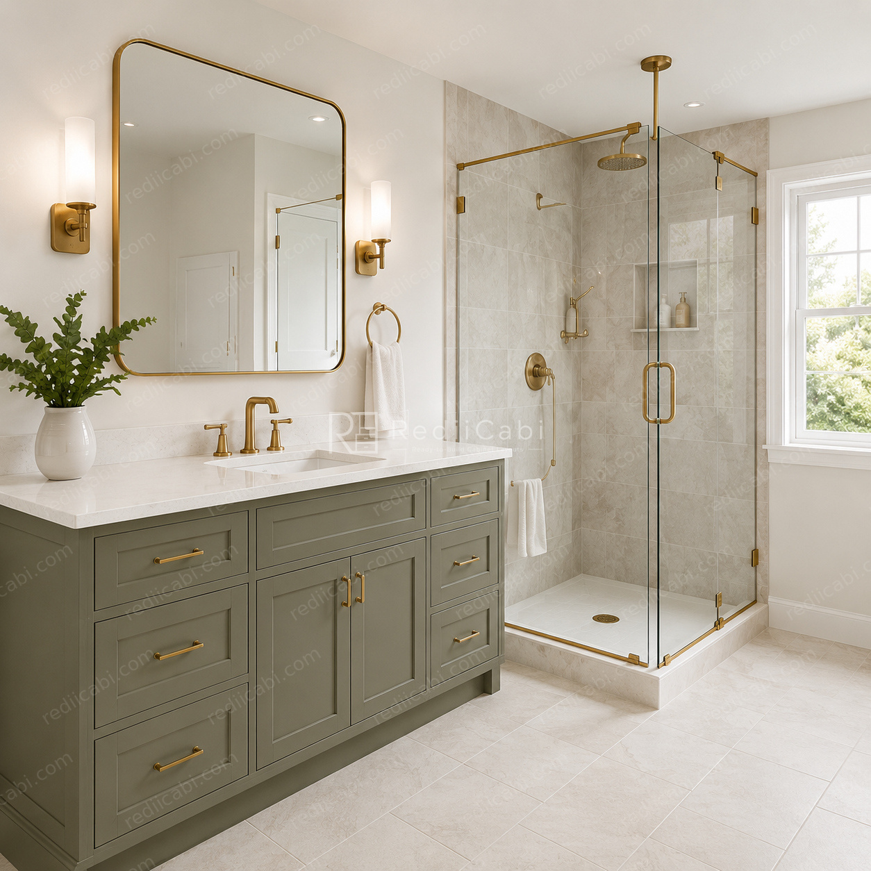 Medium Transitional Bathroom Cabinet Layout - PDF Drawing Set | 1003-B