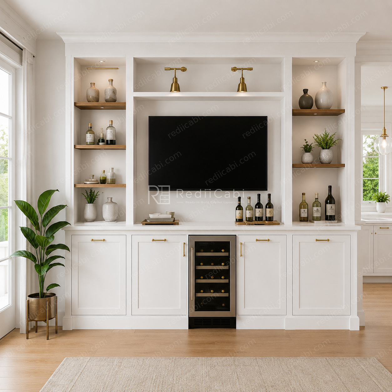 Medium Transitional Bar and TV Cabinet Layout - PDF Drawing Set | 1005-AT