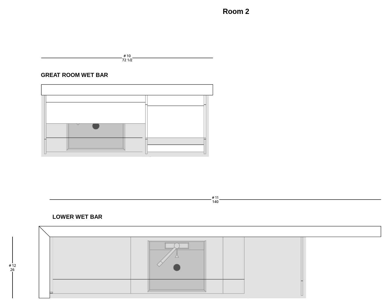 Medium Transitional Bar and TV Cabinet Layout - PDF Drawing Set | 1006-AT