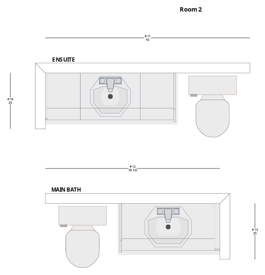 Small Transitional Bathroom Cabinet Layout - PDF Drawing Set | 1007-B