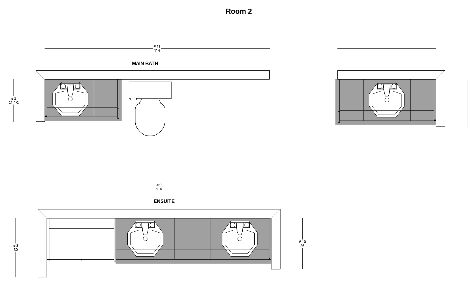 Small Transitional Bathroom Cabinet Layout - PDF Drawing Set | 1011-B