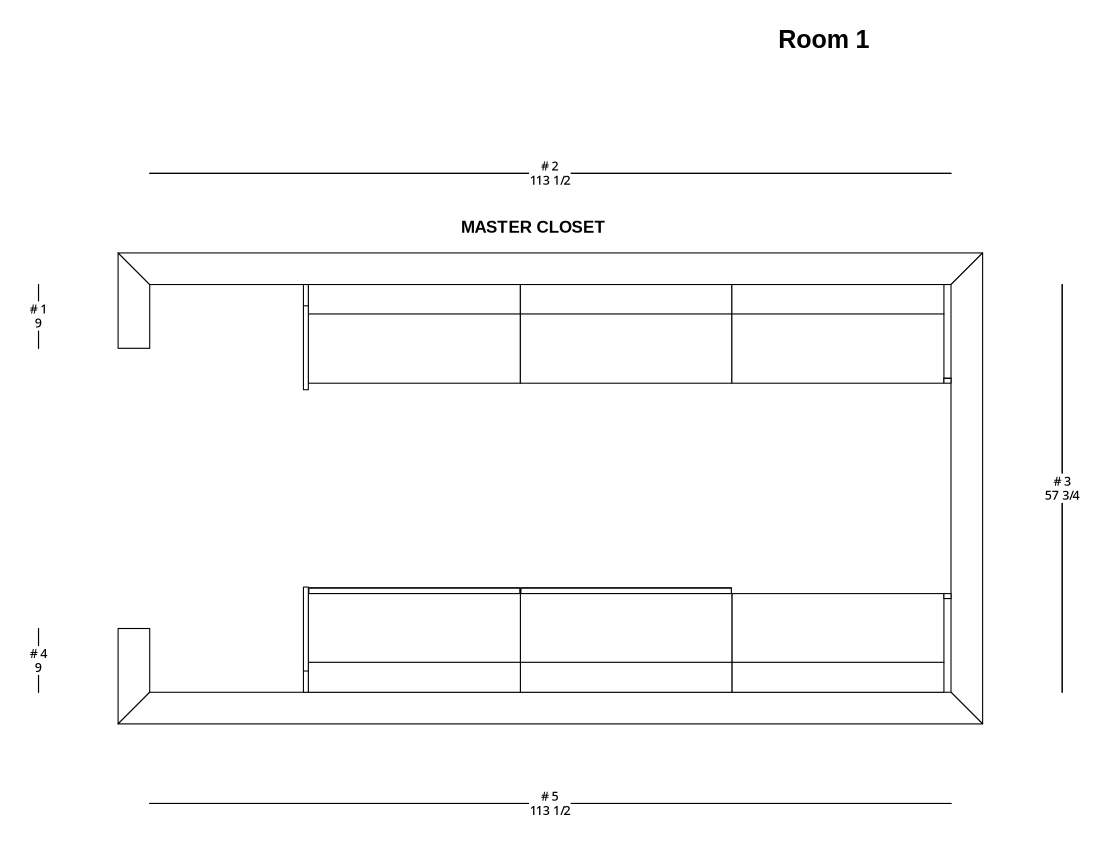 Small Transitional Closet Cabinet Layout - PDF Drawing Set | 1012-C