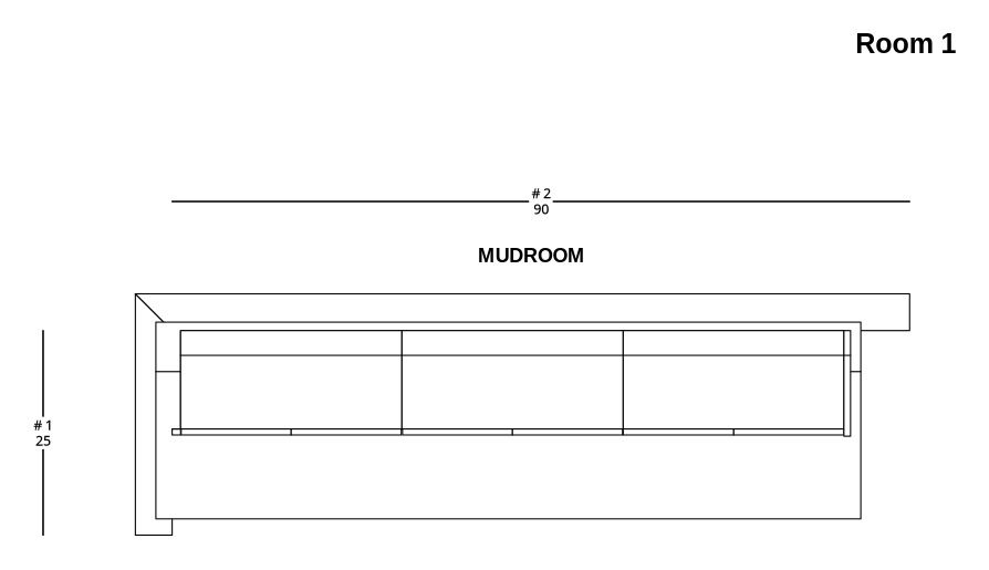 Small Modern Minimalist Mudroom Cabinet Layout - PDF Drawing Set | 1013-M