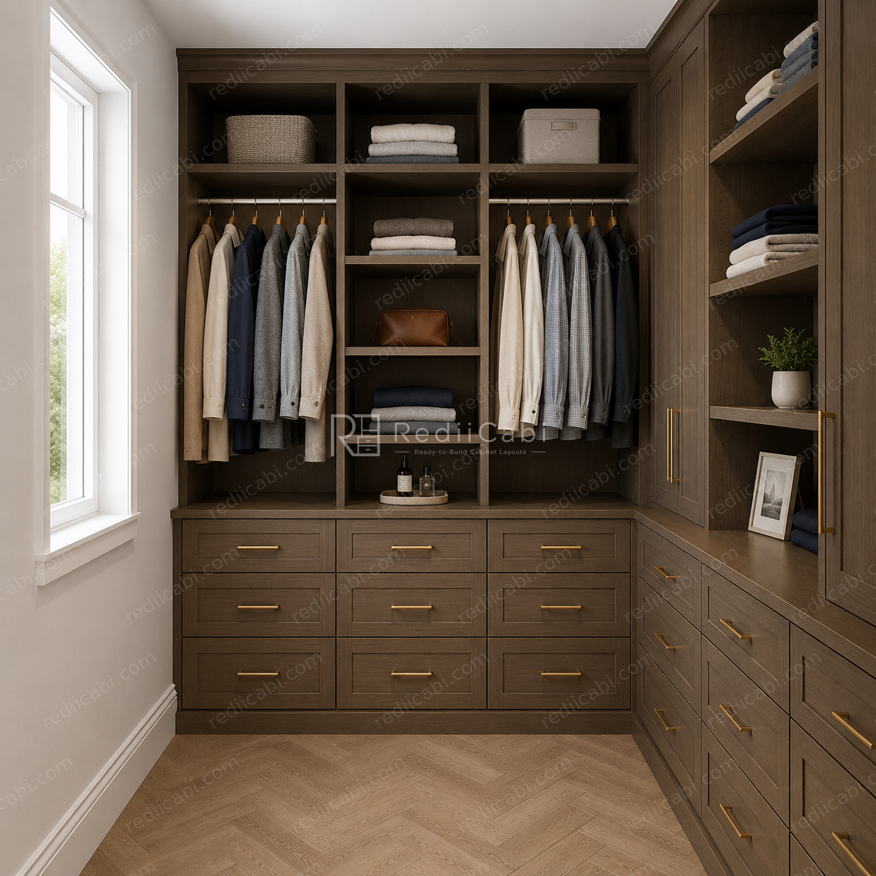 Small Transitional Closet Cabinet Layout - PDF Drawing Set | 1015-C