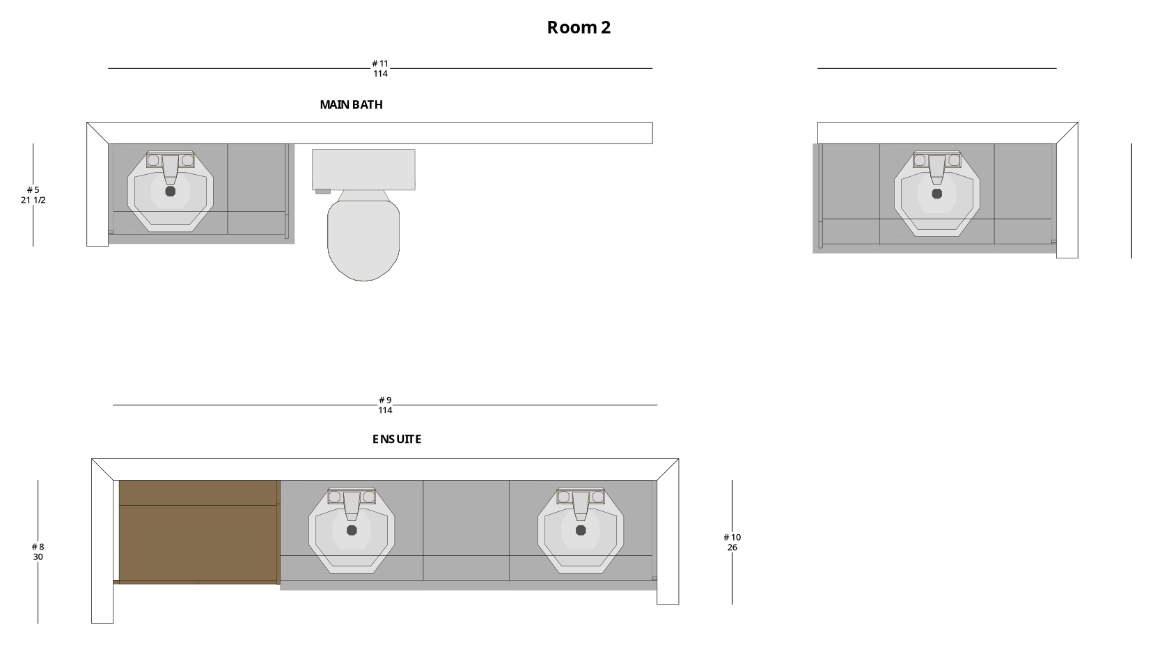 Small Transitional Bathroom Cabinet Layout - PDF Drawing Set | 1016-B