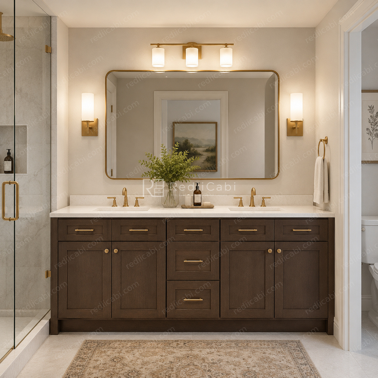 Small Transitional Bathroom Cabinet Layout - PDF Drawing Set | 1016-B
