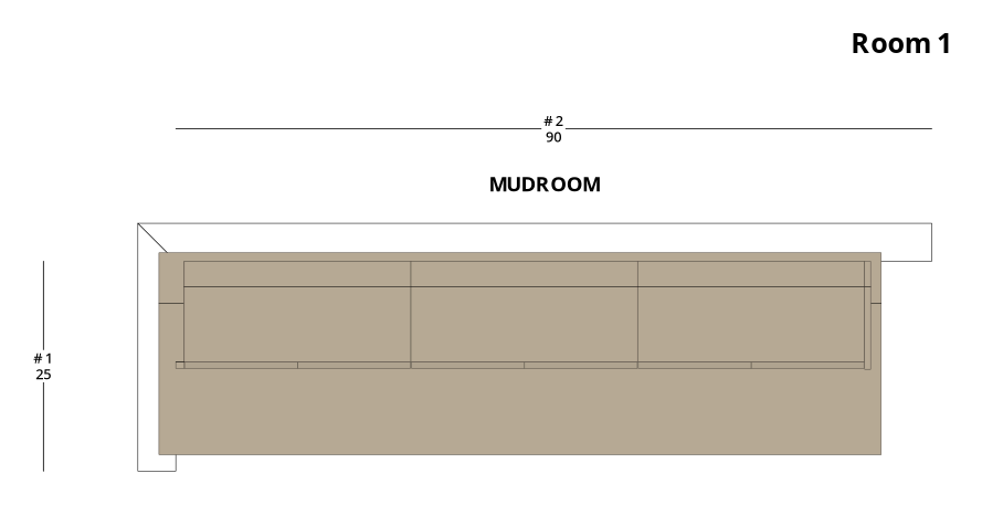 Small Modern Minimalist Mudroom Cabinet Layout - PDF Drawing Set | 1017-M