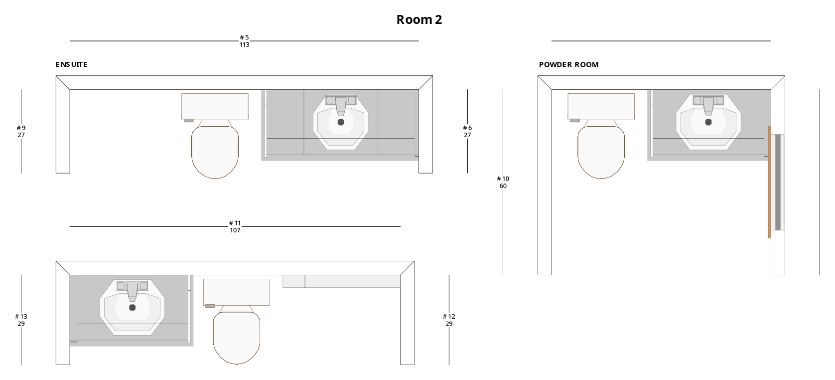 Medium Transitional Bathroom Cabinet Layout - PDF Drawing Set | 1020-B