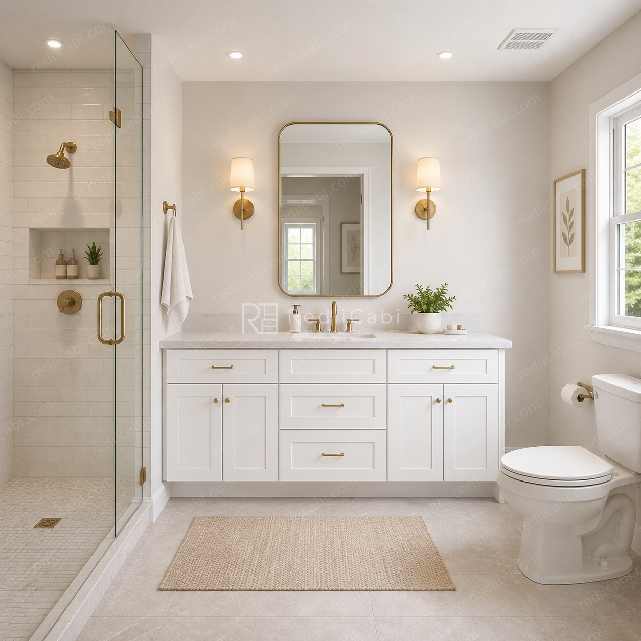 Medium Transitional Bathroom Cabinet Layout - PDF Drawing Set | 1020-B