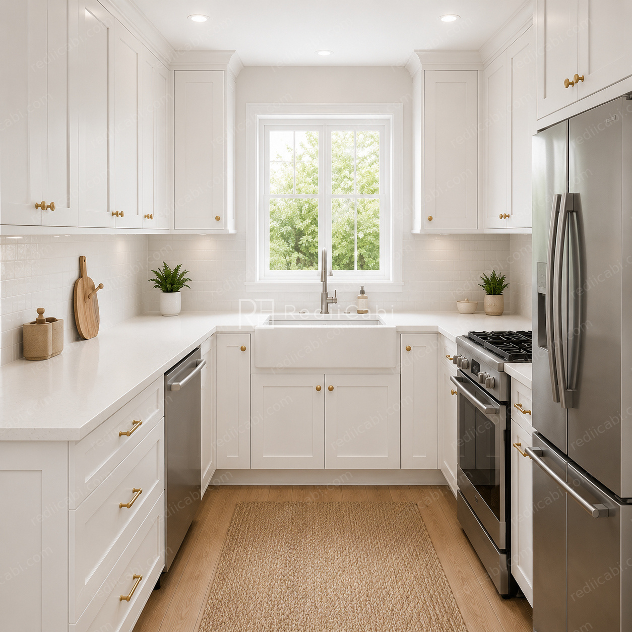 Medium Transitional U-Shaped Kitchen Cabinet Layout - PDF Drawing Set | 1022-KU