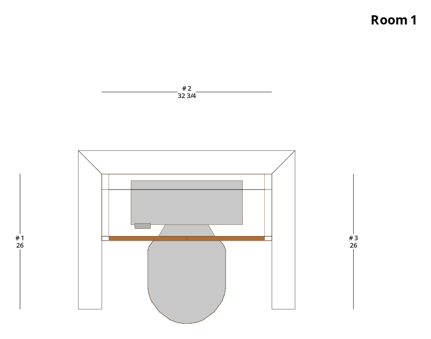 Small Modern Minimalist Bathroom Cabinet Layout - PDF Drawing Set | 1025-B