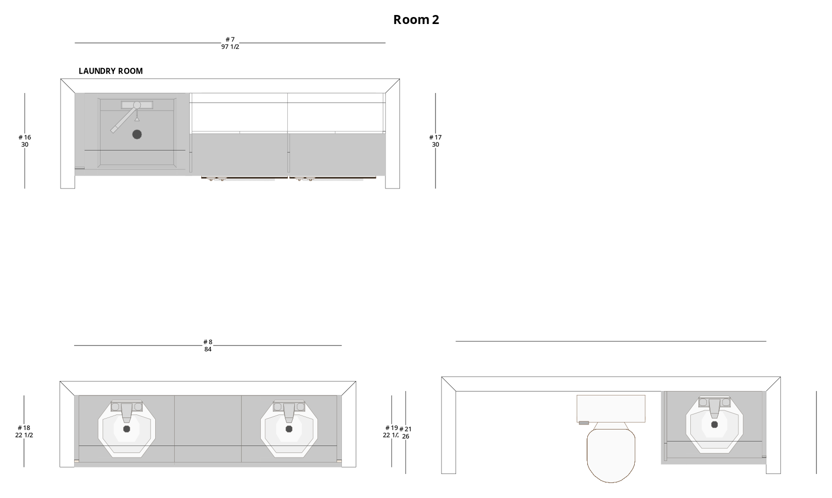 Medium Transitional Bar, Bathroom, and Laundry Cabinet Layout - PDF Drawing Set | 1028-ABL