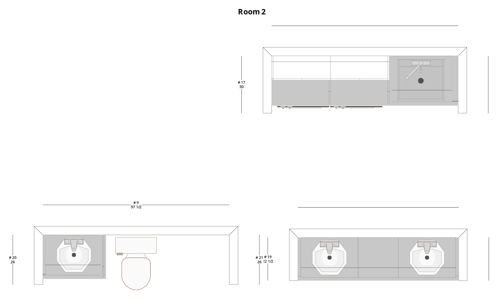 Medium Transitional Bar, Bathroom, and Laundry Cabinet Layout - PDF Drawing Set | 1029-ABL