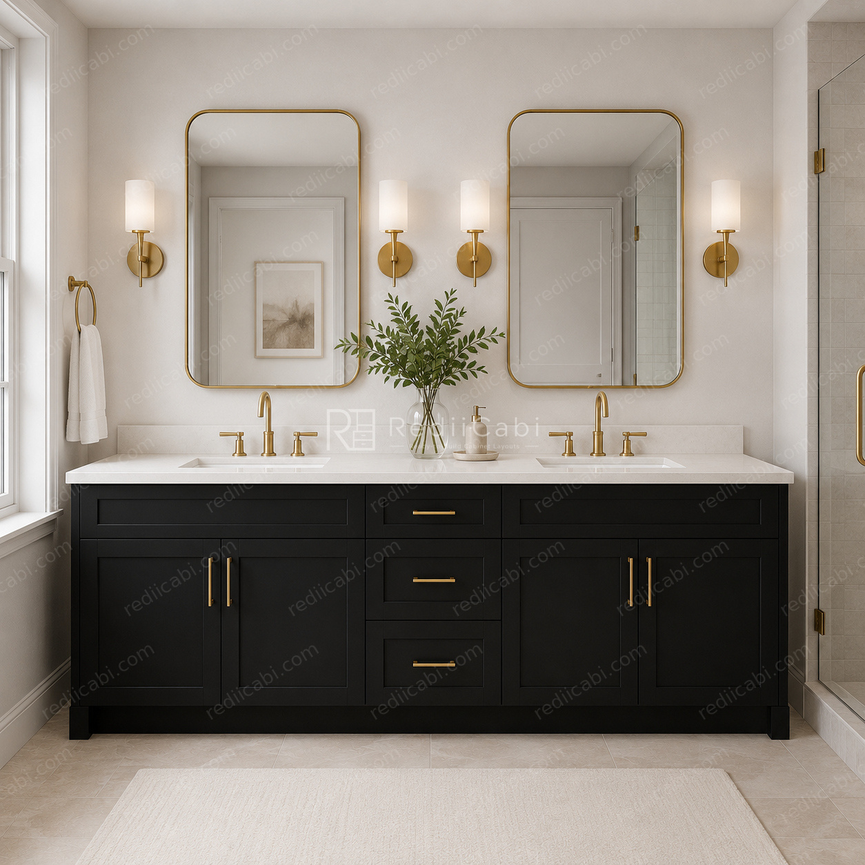 Small Traditional Bathroom Cabinet Layout - PDF Drawing Set | 1030-B