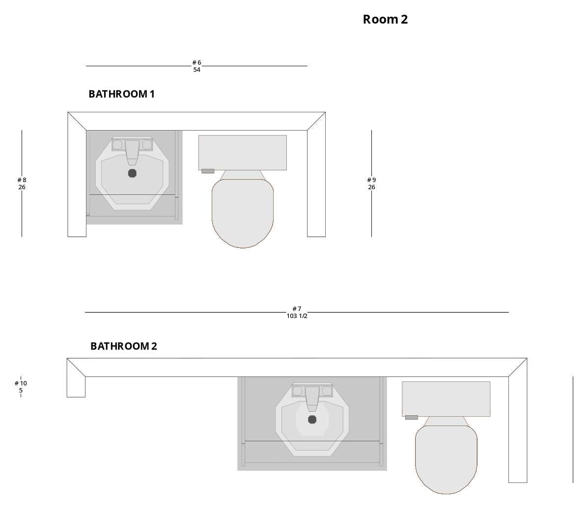 Small Transitional Bathroom Cabinet Layout - PDF Drawing Set | 1036-B