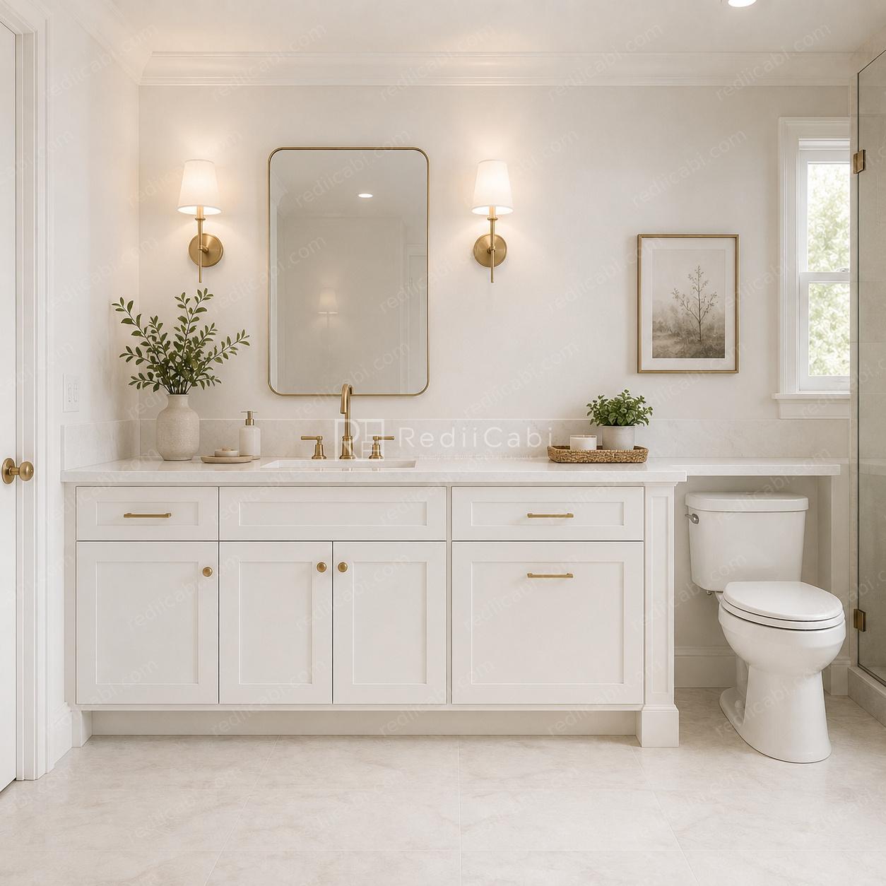 Small Transitional Bathroom Cabinet Layout - PDF Drawing Set | 1036-B