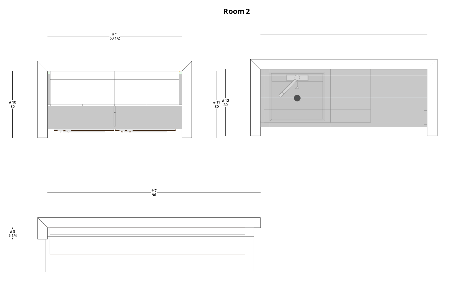 Medium Transitional Bar, Bathroom, and Laundry Cabinet Layout - PDF Drawing Set | 1041-ABL