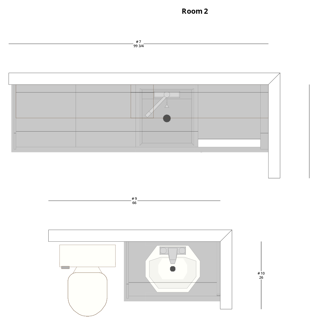 Small Traditional Bar and Bathroom Cabinet Layout - PDF Drawing Set | 1042-AB