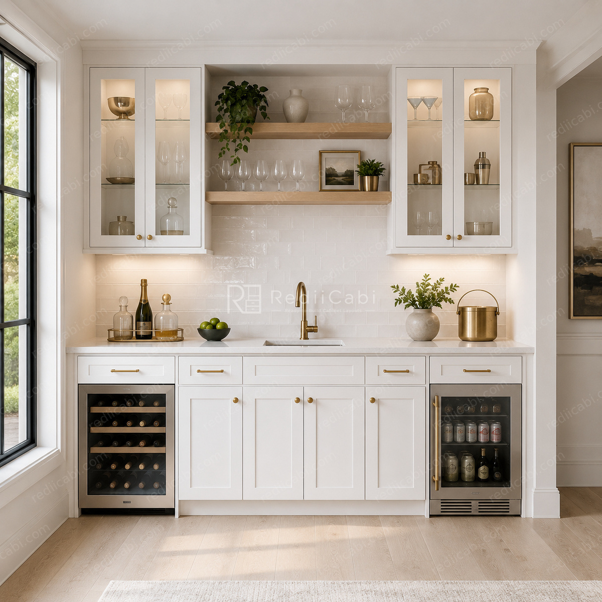 Small Traditional Bar and Bathroom Cabinet Layout - PDF Drawing Set | 1042-AB