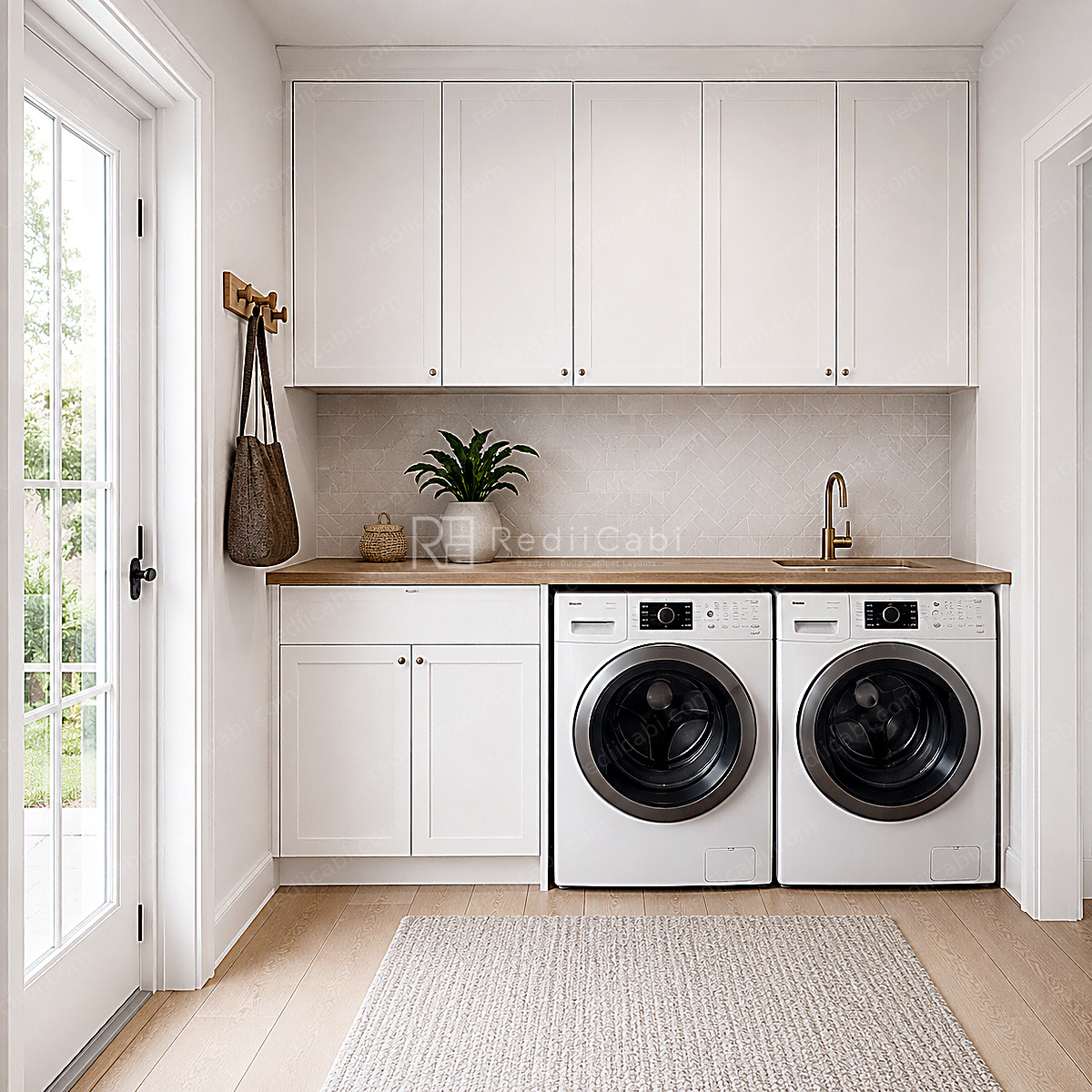 Small Modern Minimalist Laundry Cabinet Layout - PDF Drawing Set | 1051-L