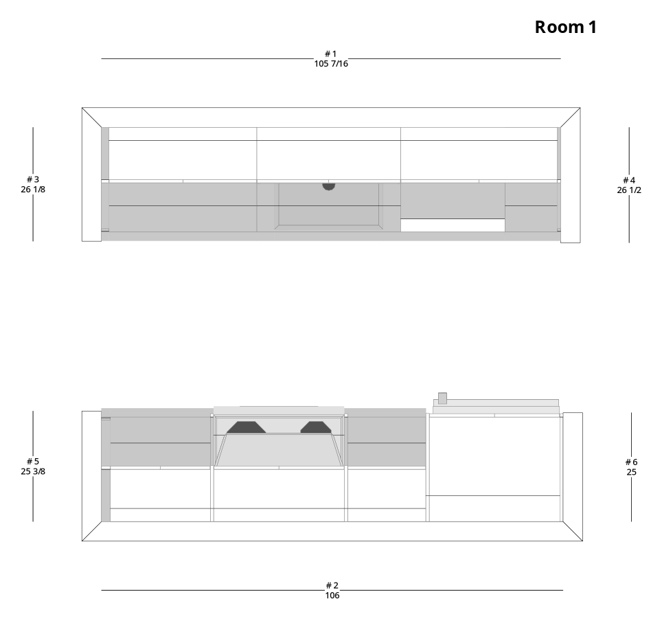 Medium Traditional Galley Kitchen Cabinet Layout - PDF Drawing Set | 1054-KG