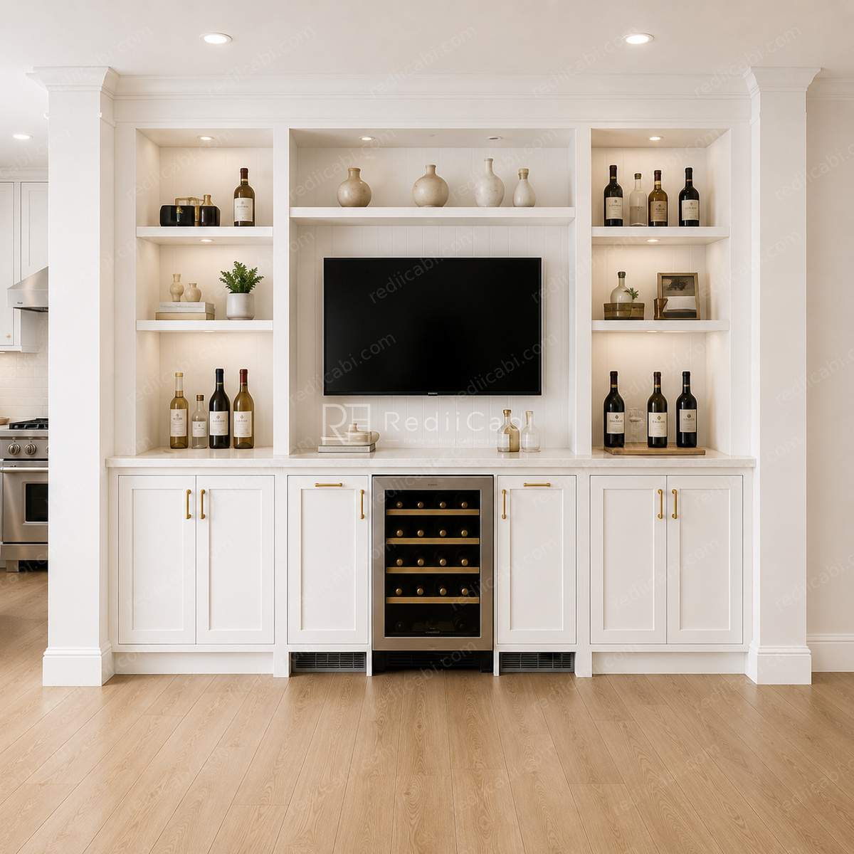 Large Modern Minimalist Bar, Bathroom, and Closet Cabinet Layout - PDF Drawing Set | 1055-ABC