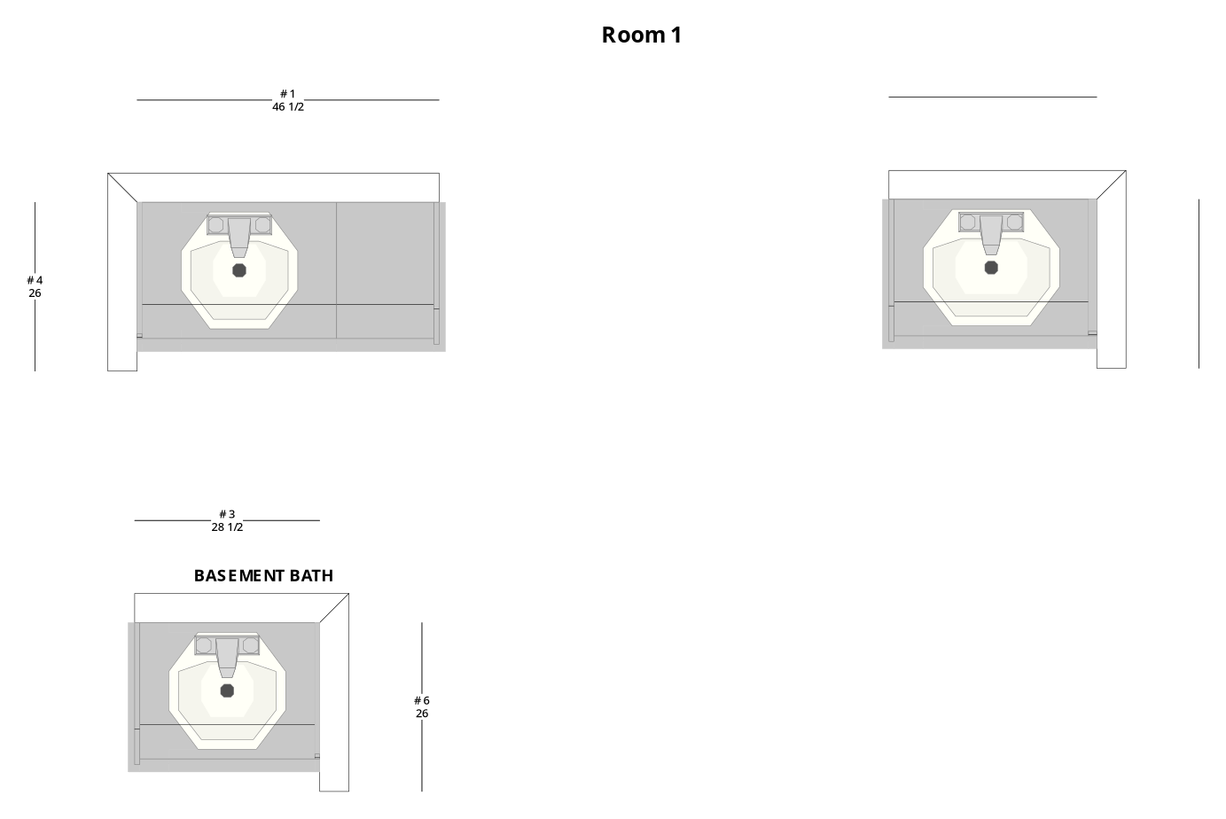 Small Traditional Bathroom Cabinet Layout - PDF Drawing Set | 1059-B