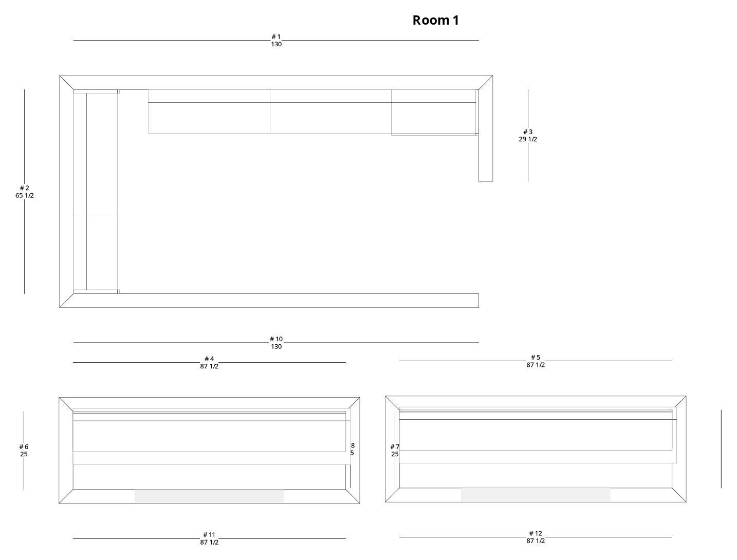 Medium Modern Minimalist Closet Cabinet Layout - PDF Drawing Set | 1061-C