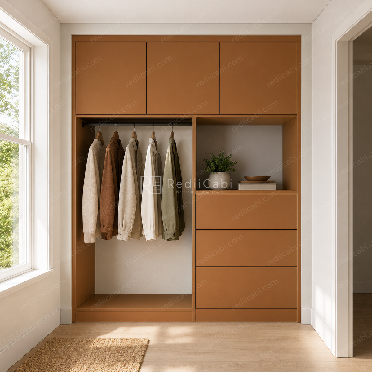 Medium Modern Minimalist Closet Cabinet Layout - PDF Drawing Set | 1061-C