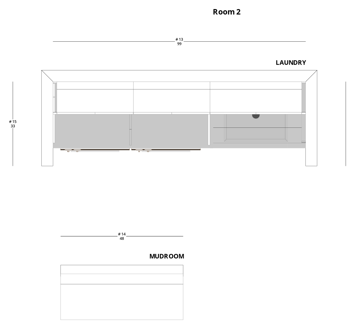Small Modern Minimalist Laundry and Mudroom Cabinet Layout - PDF Drawing Set | 1061-LM