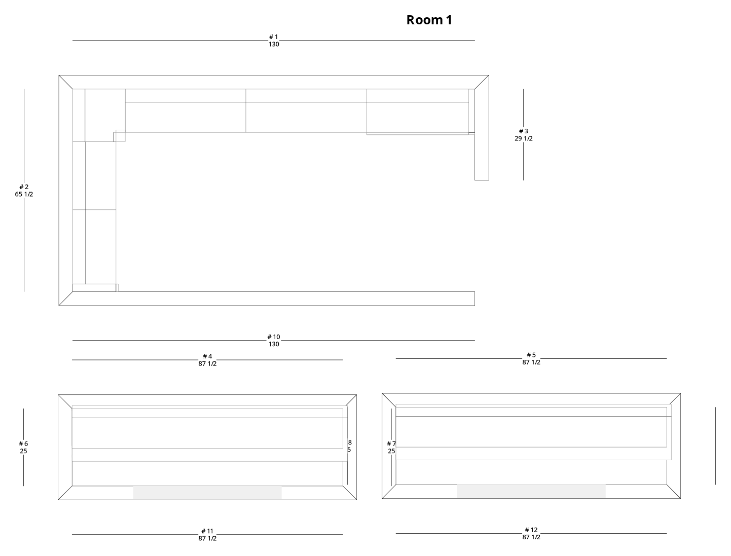 Medium Modern Minimalist Closet Cabinet Layout - PDF Drawing Set | 1064-C