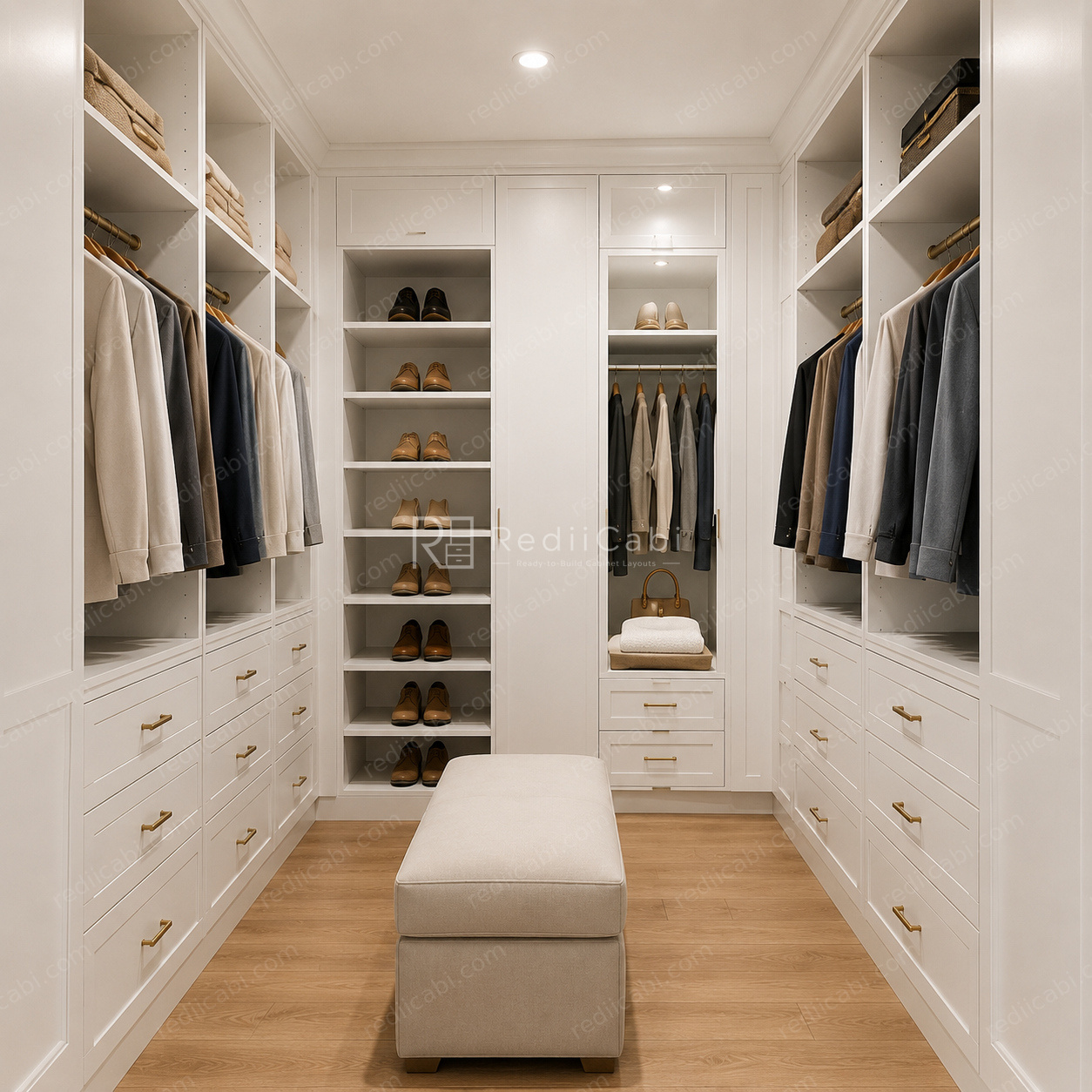 Medium Modern Minimalist Closet Cabinet Layout - PDF Drawing Set | 1064-C