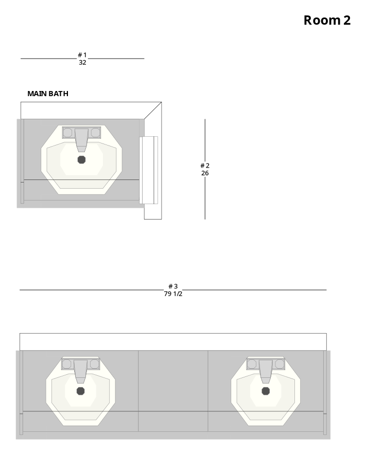 Small Traditional Bathroom Cabinet Layout - PDF Drawing Set | 1073-B