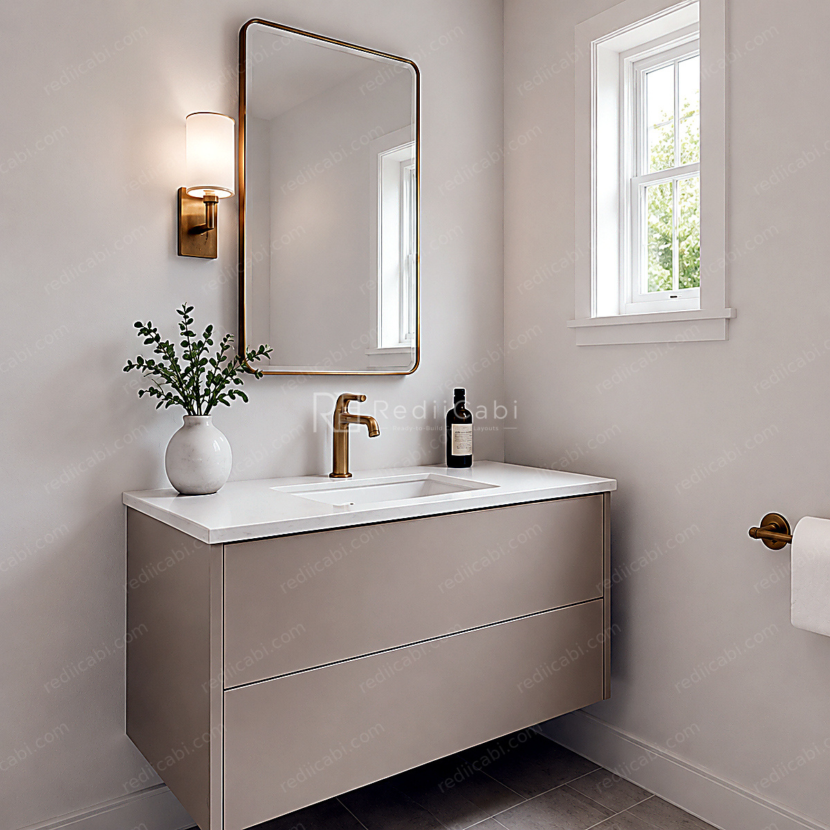Small Traditional Bathroom Cabinet Layout - PDF Drawing Set | 1073-B