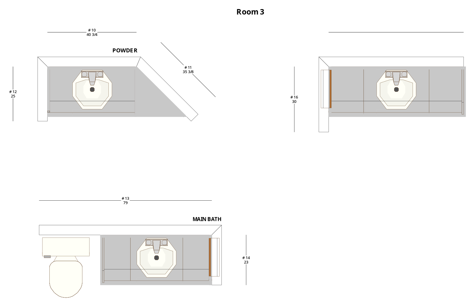 Small Transitional Bathroom Cabinet Layout - PDF Drawing Set | 1074-B