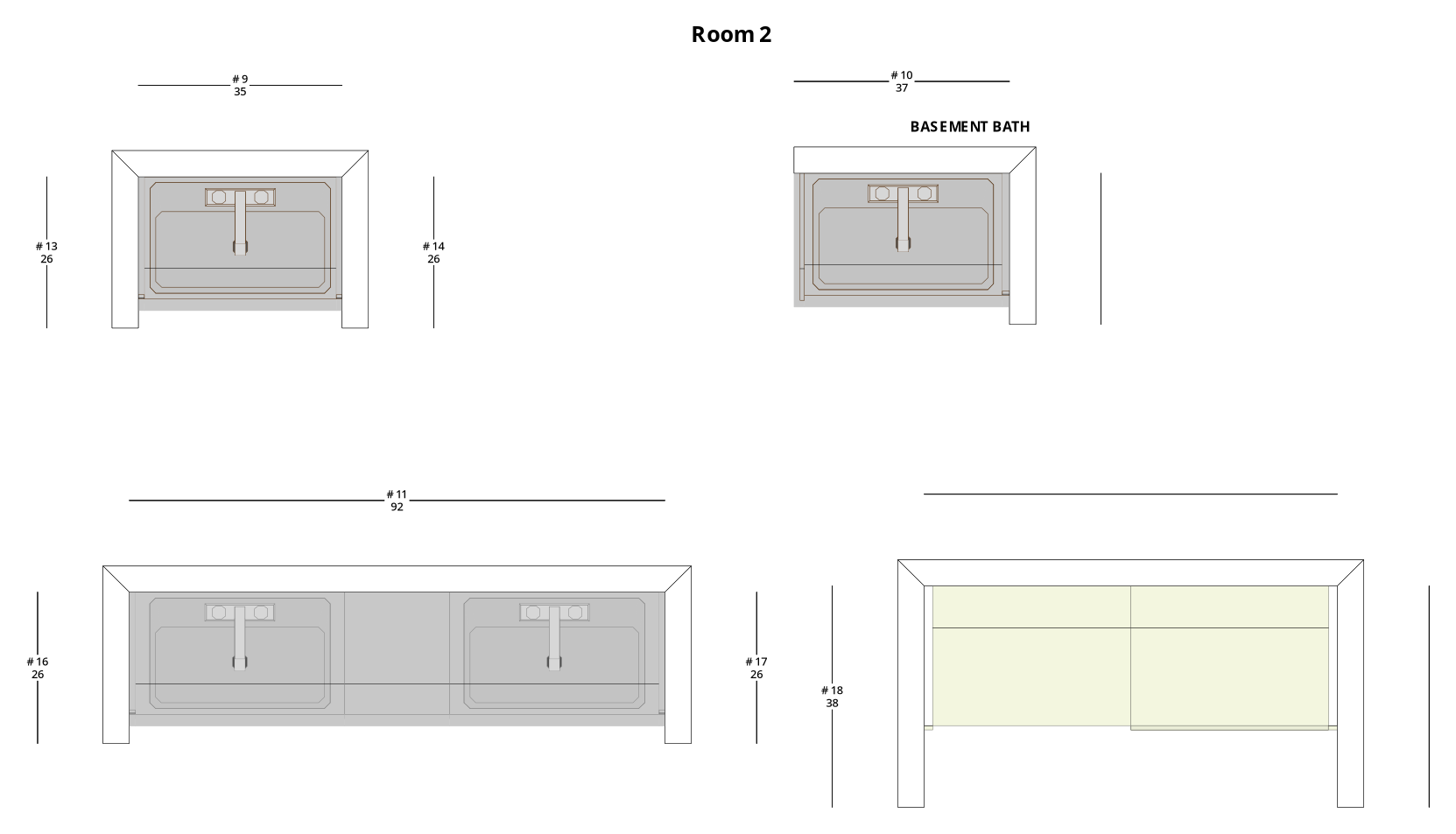 Small Transitional Bathroom Cabinet Layout - PDF Drawing Set | 1080-B