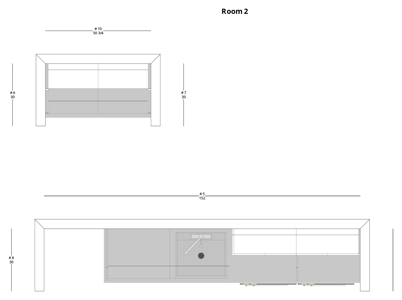 Medium Transitional Bathroom, Laundry, and Pantry Cabinet Layout - PDF Drawing Set | 1083-BLP