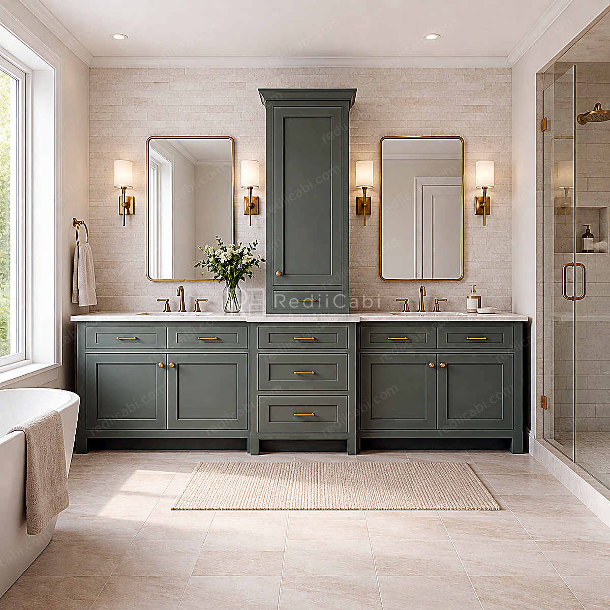 Medium Transitional Bathroom, Laundry, and Pantry Cabinet Layout - PDF Drawing Set | 1083-BLP