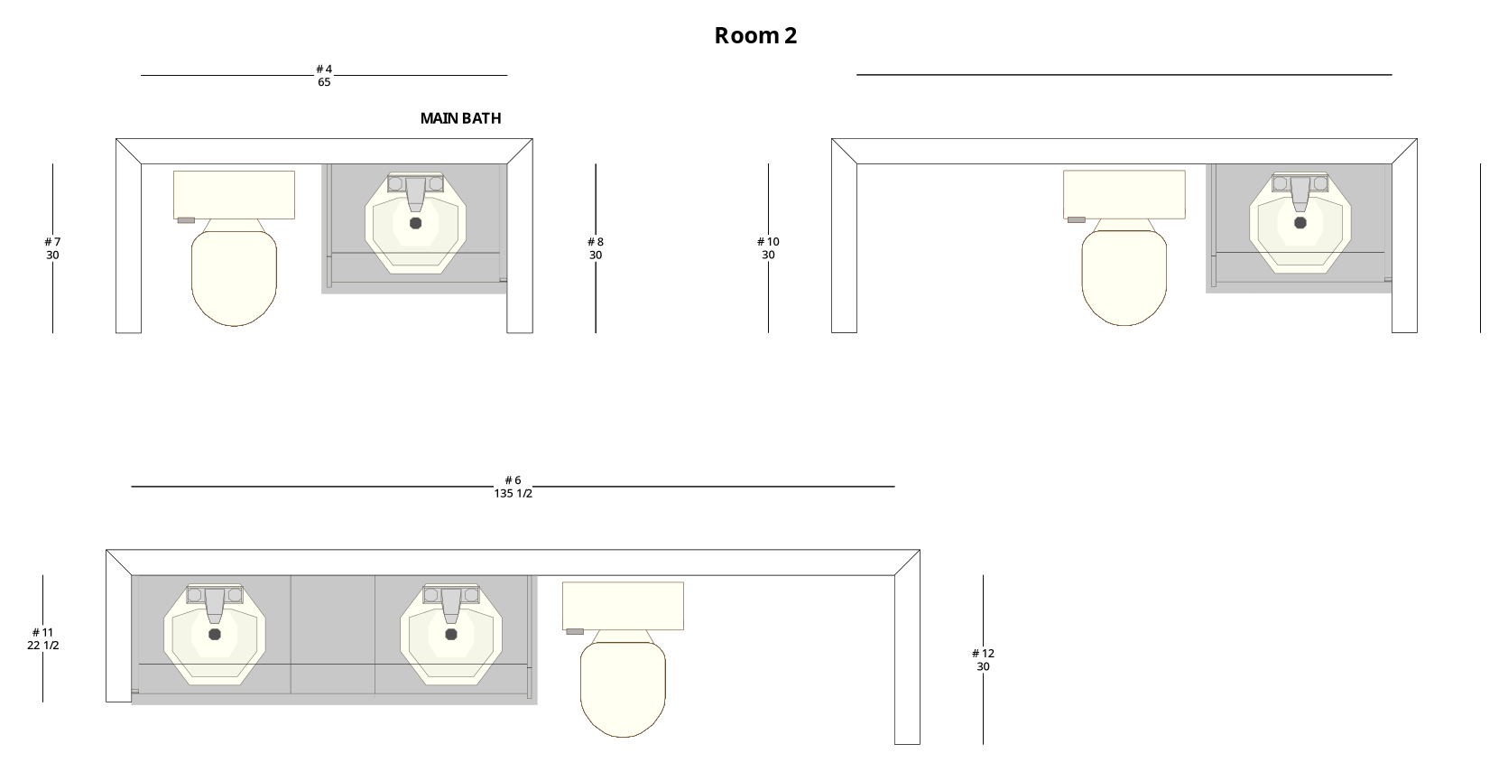 Medium Modern Minimalist Bathroom Cabinet Layout - PDF Drawing Set | 1085-B