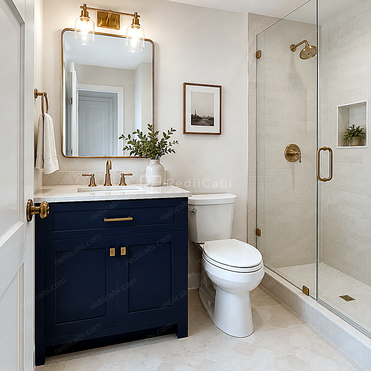 Medium Modern Minimalist Bathroom Cabinet Layout - PDF Drawing Set | 1085-B