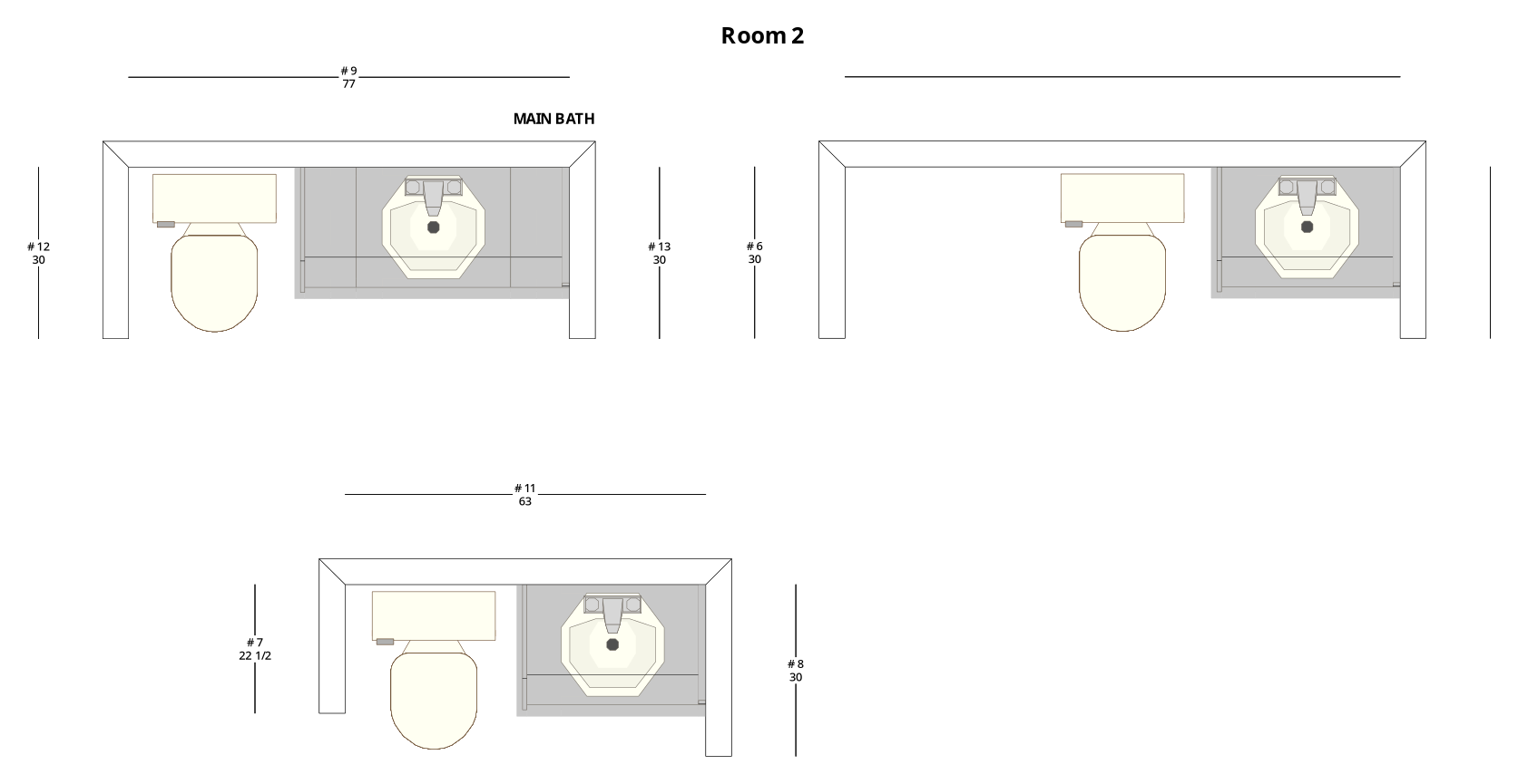 Medium Modern Minimalist Bathroom Cabinet Layout - PDF Drawing Set | 1087-B