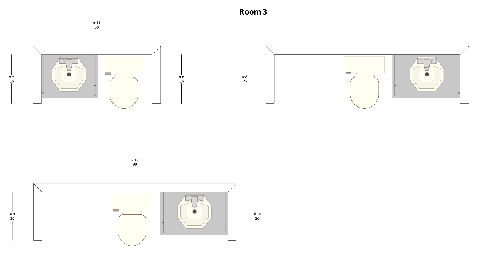 Small Modern Minimalist Bathroom Cabinet Layout - PDF Drawing Set | 1091-B