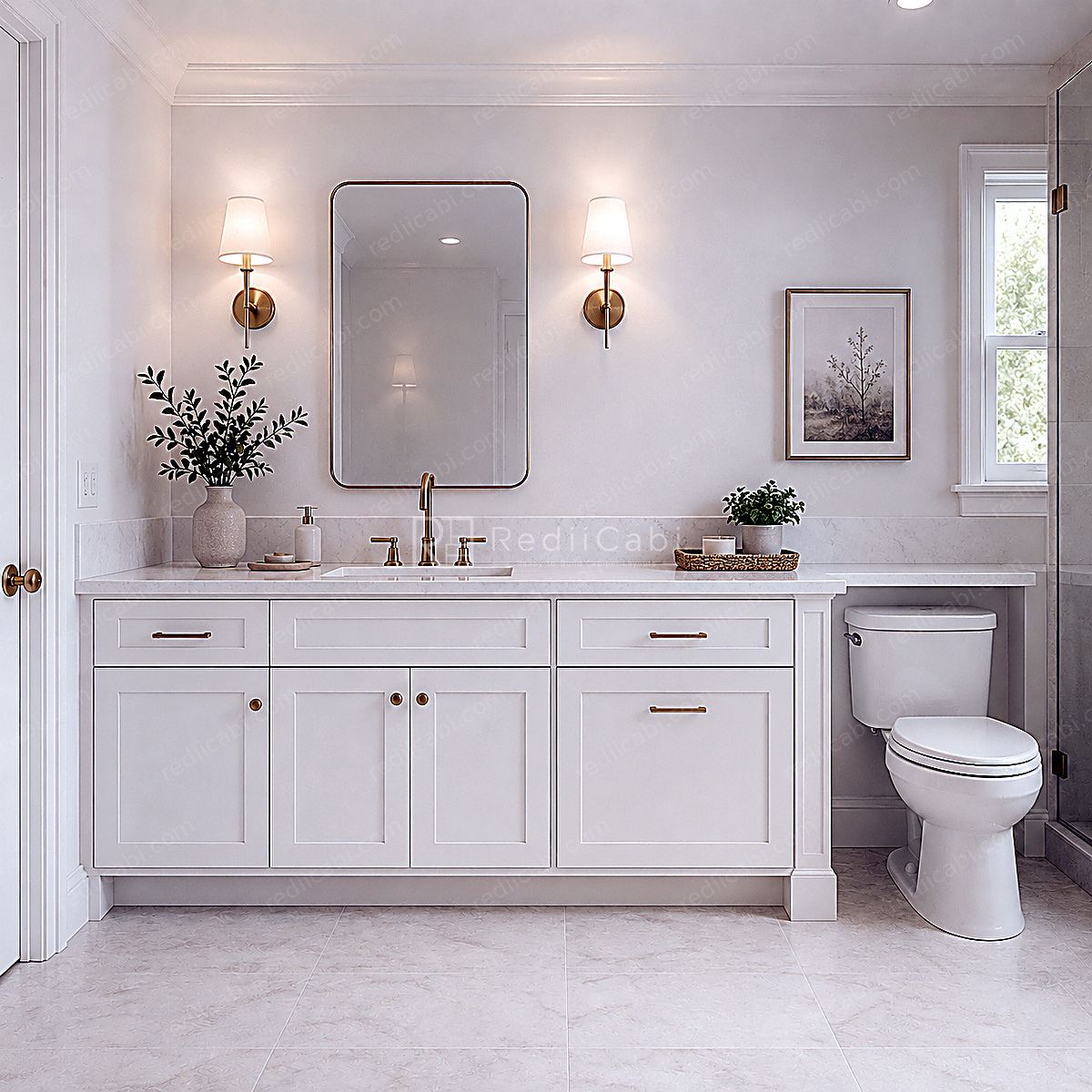 Medium Modern Minimalist Bathroom Cabinet Layout - PDF Drawing Set | 1097-B