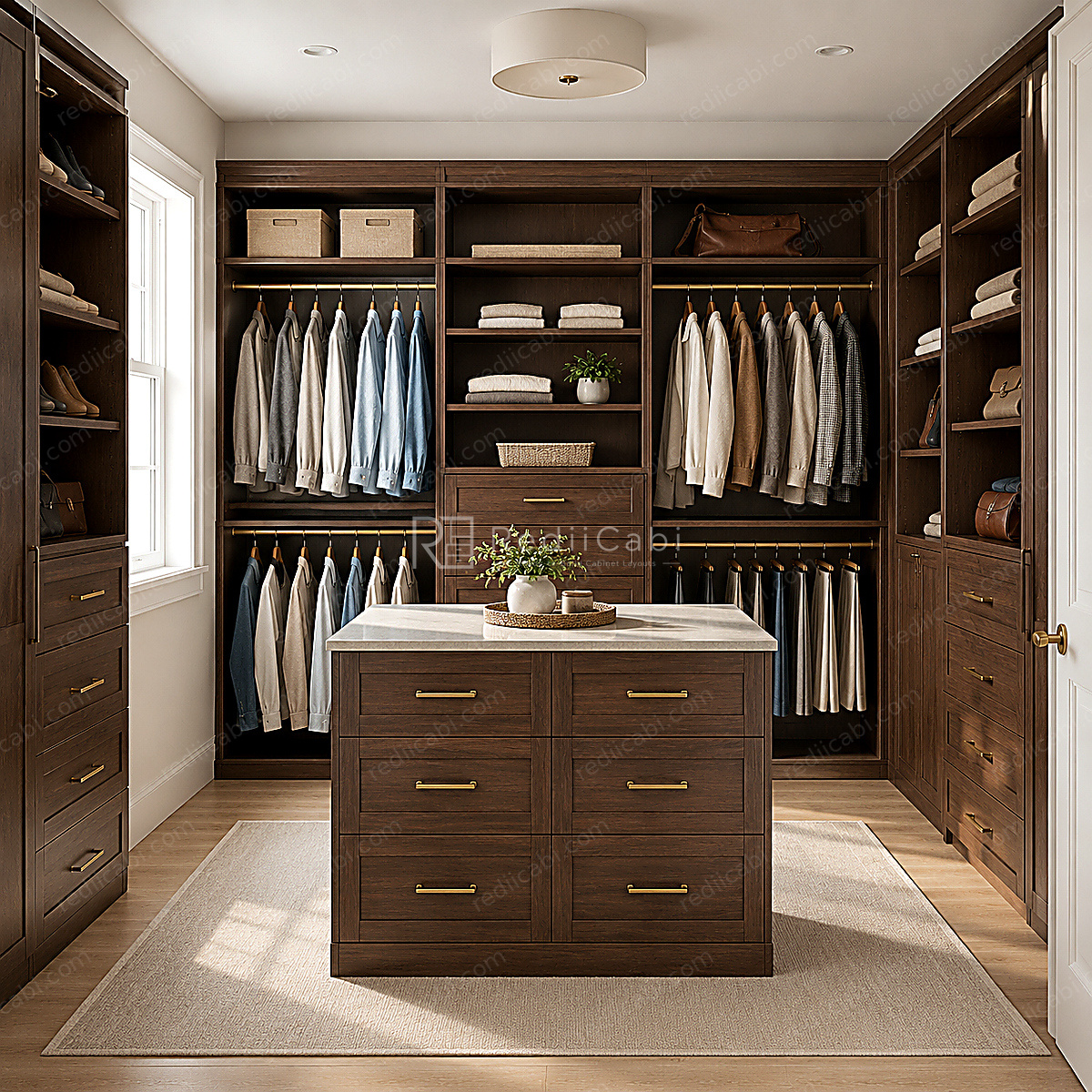 Small Modern Minimalist Closet Cabinet Layout - PDF Drawing Set | 1098-C