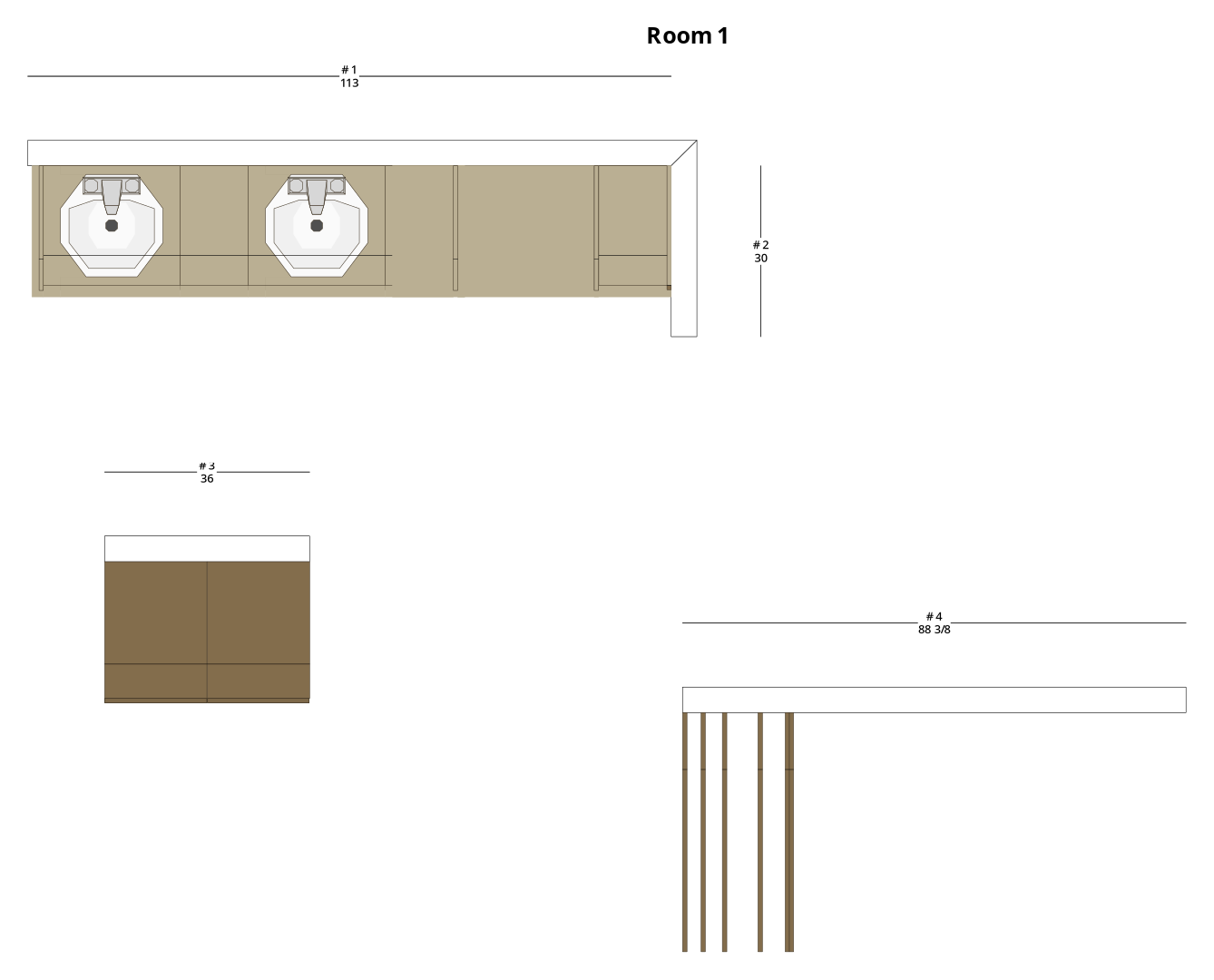 Medium Modern Minimalist Bathroom and Closet Cabinet Layout - PDF Drawing Set | 1099-BC