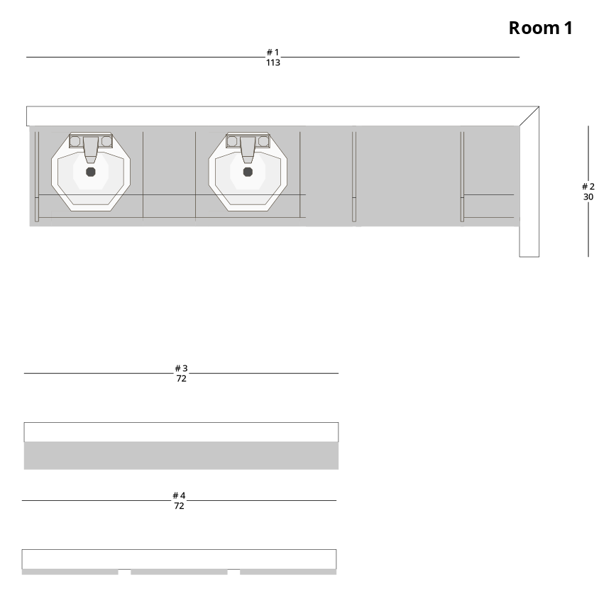 Medium Modern Minimalist Bathroom Cabinet Layout - PDF Drawing Set | 1100-B