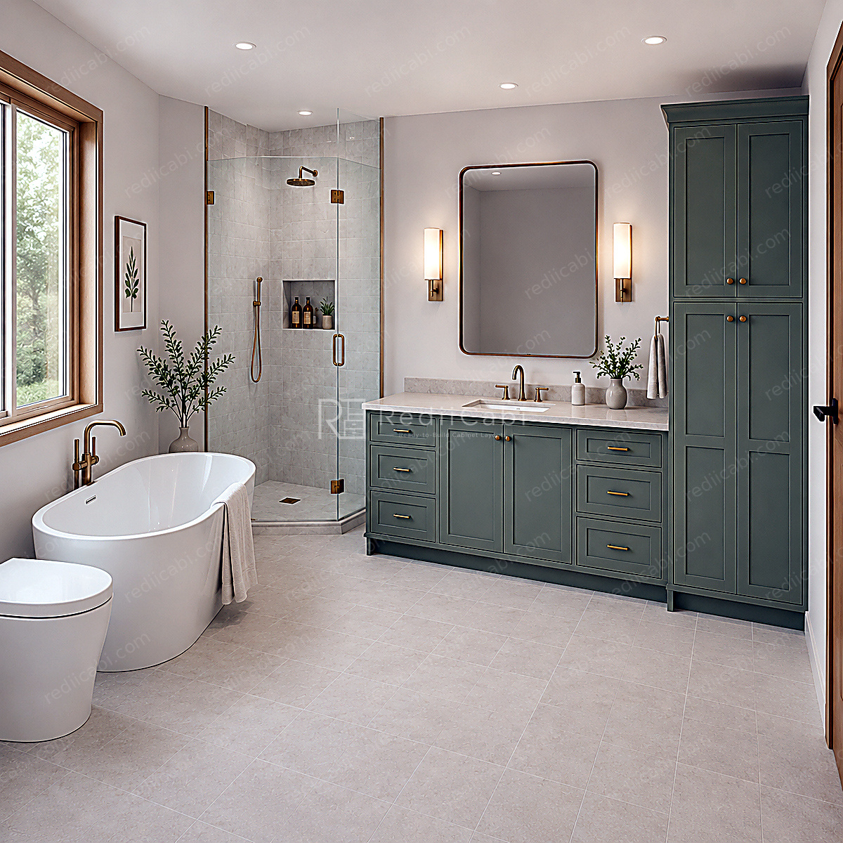 Medium Modern Minimalist Bathroom Cabinet Layout - PDF Drawing Set | 1100-B