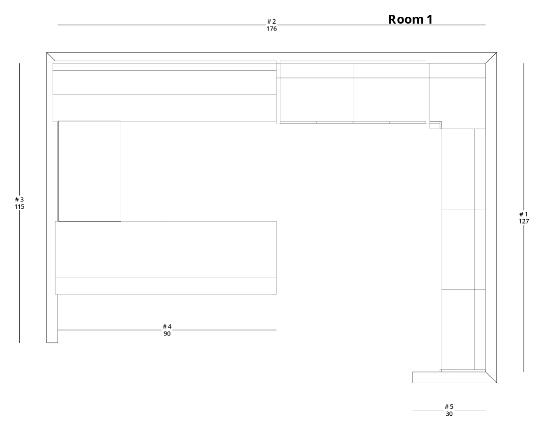 Large Modern Minimalist Office Cabinet Layout - PDF Drawing Set | 1105-O