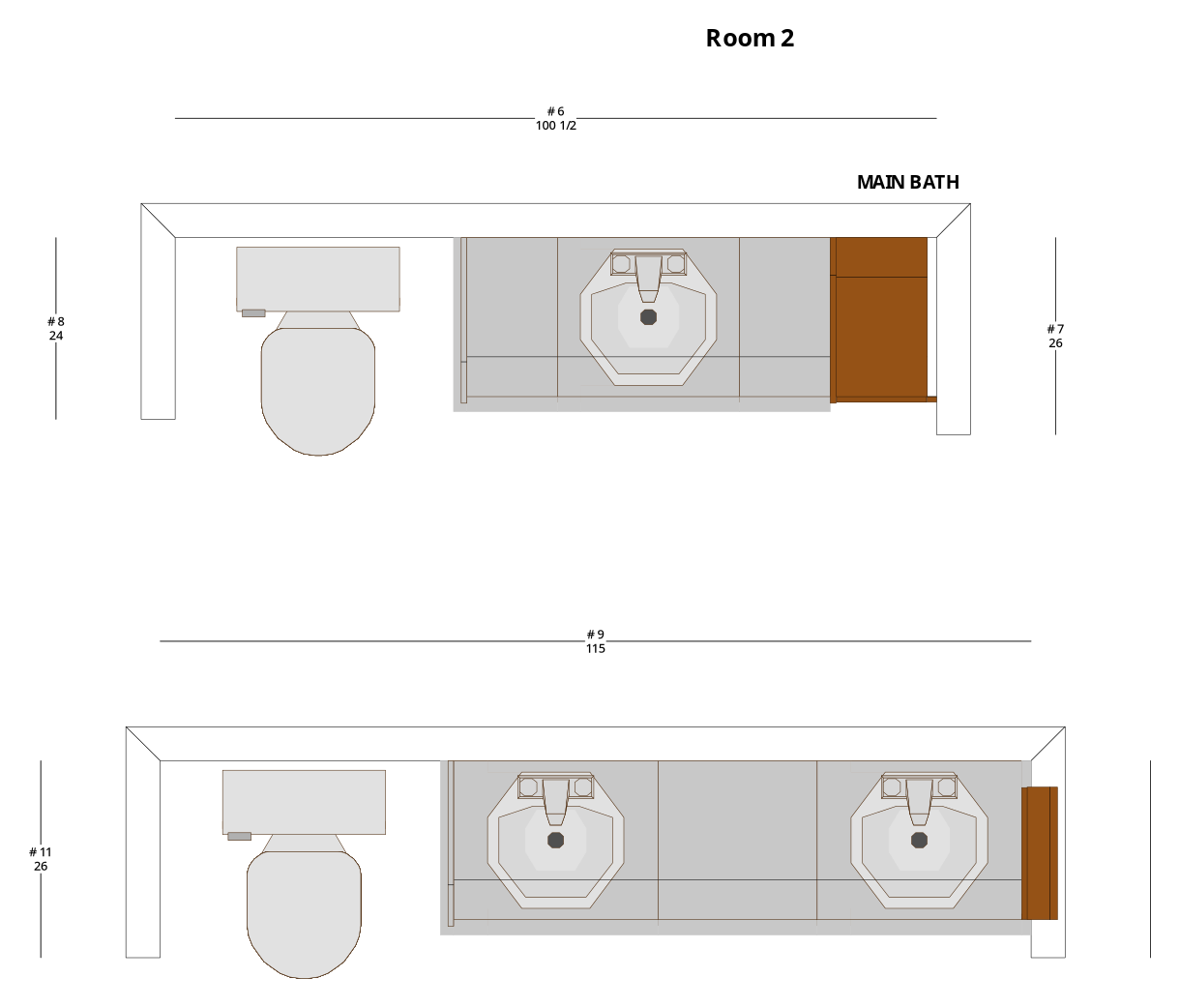 Medium Transitional Bar, Bathroom, and Laundry Cabinet Layout - PDF Drawing Set | 1107-ABL