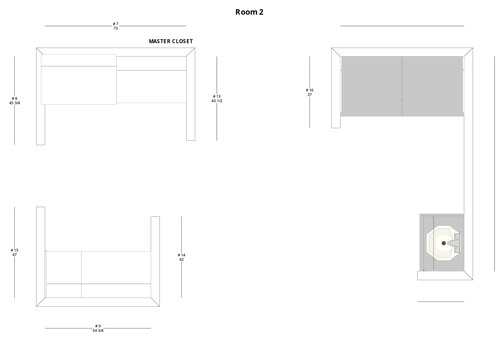 Medium Transitional Closet and Laundry Cabinet Layout - PDF Drawing Set | 1108-CL